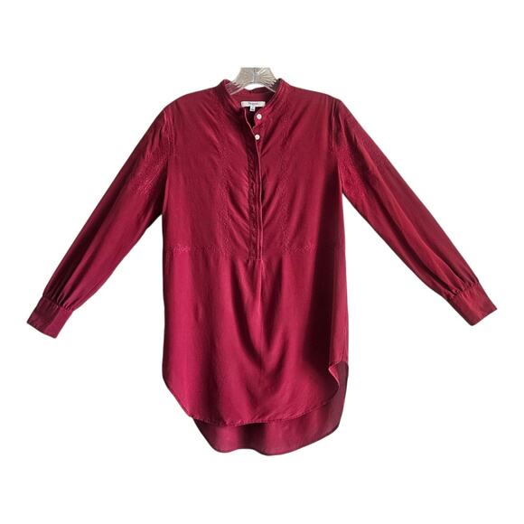 MADEWELL Women's S Ballad Silk Tunic Blouse Top Embroidered 1/2 Buttons 36" - Picture 1 of 8